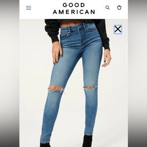 Good American blue skinny jeans